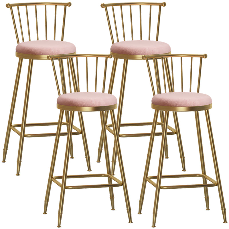 Glam Barhocker ohne Armlehnen, Barhocker aus Stahl für den Milchteeladen mit Samtkissen