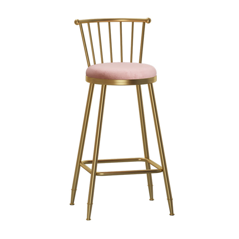 Glam Barhocker ohne Armlehnen, Barhocker aus Stahl für den Milchteeladen mit Samtkissen