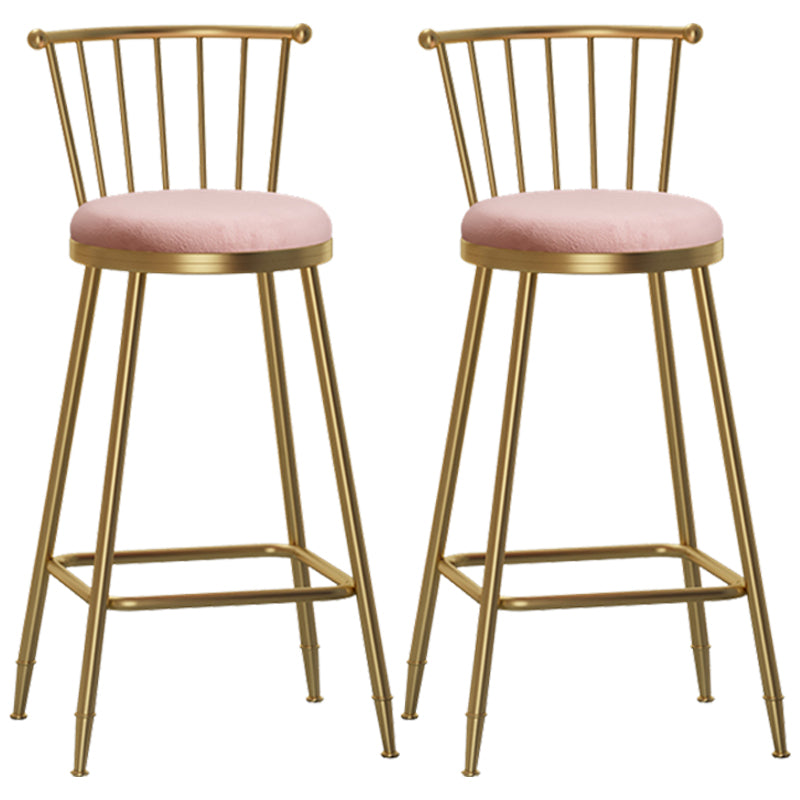 Glam Barhocker ohne Armlehnen, Barhocker aus Stahl für den Milchteeladen mit Samtkissen