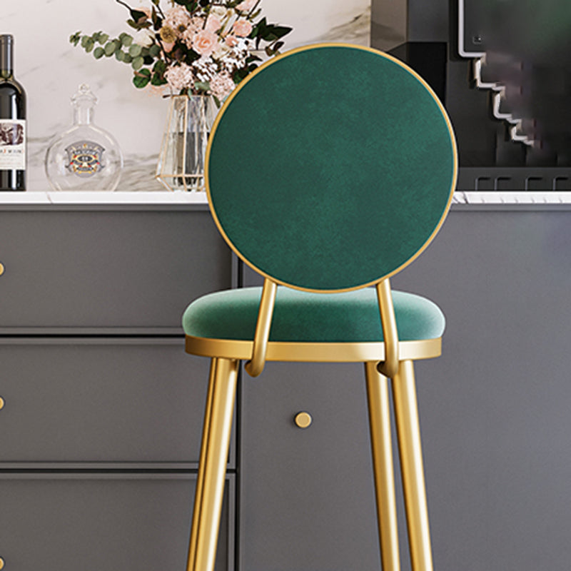 Glam Rückenlehne, armloser Thekenhocker, Café-Barhocker aus Eisen mit Samtkissen und Pedal