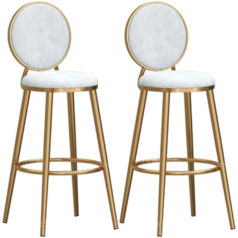 Glam Rückenlehne, armloser Thekenhocker, Café-Barhocker aus Eisen mit Samtkissen und Pedal