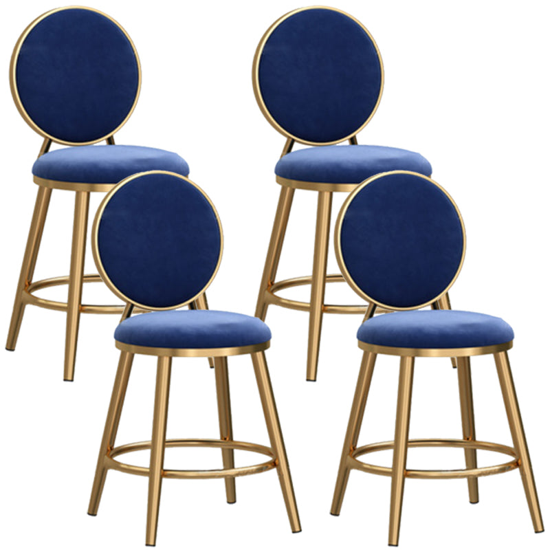 Glam Rückenlehne, armloser Thekenhocker, Café-Barhocker aus Eisen mit Samtkissen und Pedal