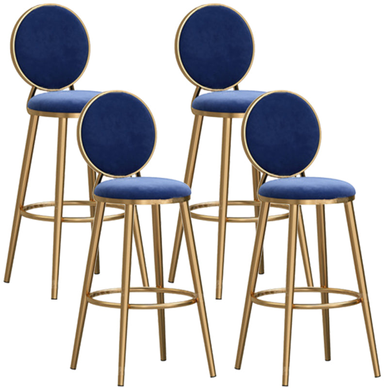 Glam Rückenlehne, armloser Thekenhocker, Café-Barhocker aus Eisen mit Samtkissen und Pedal