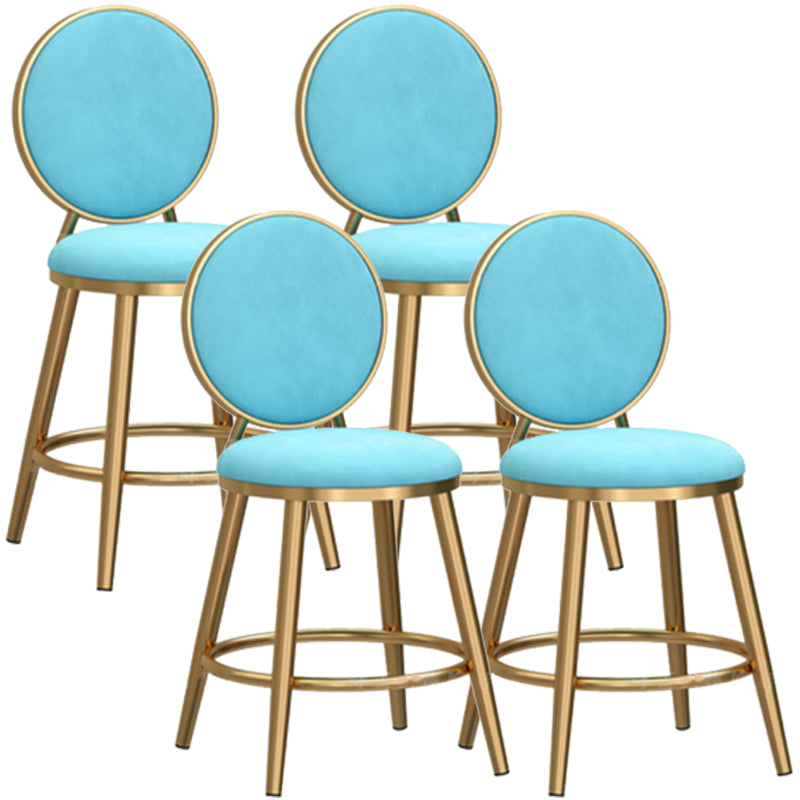 Glam Rückenlehne, armloser Thekenhocker, Café-Barhocker aus Eisen mit Samtkissen und Pedal