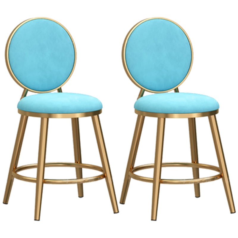 Glam Rückenlehne, armloser Thekenhocker, Café-Barhocker aus Eisen mit Samtkissen und Pedal