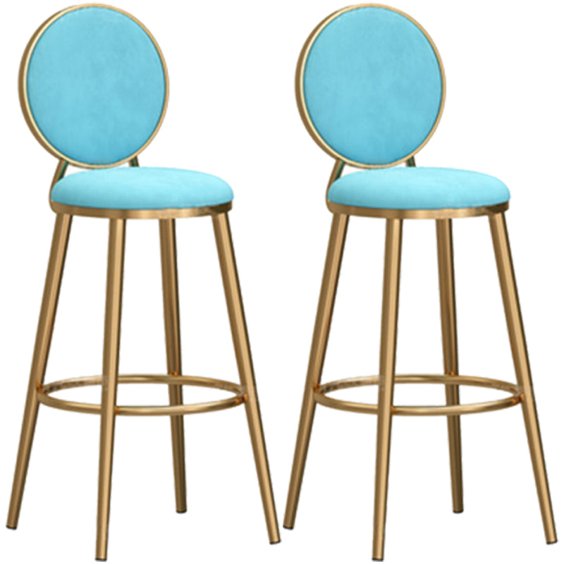 Glam Rückenlehne, armloser Thekenhocker, Café-Barhocker aus Eisen mit Samtkissen und Pedal