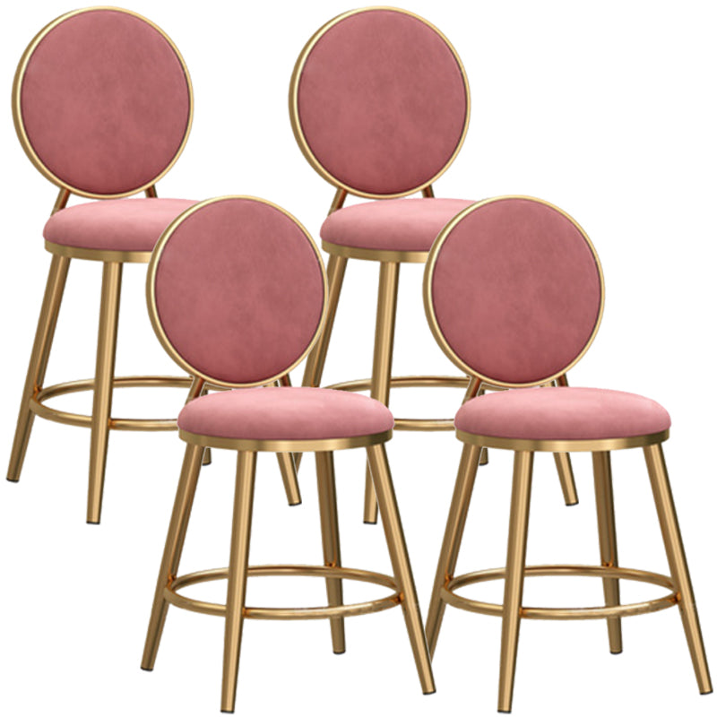 Glam Rückenlehne, armloser Thekenhocker, Café-Barhocker aus Eisen mit Samtkissen und Pedal