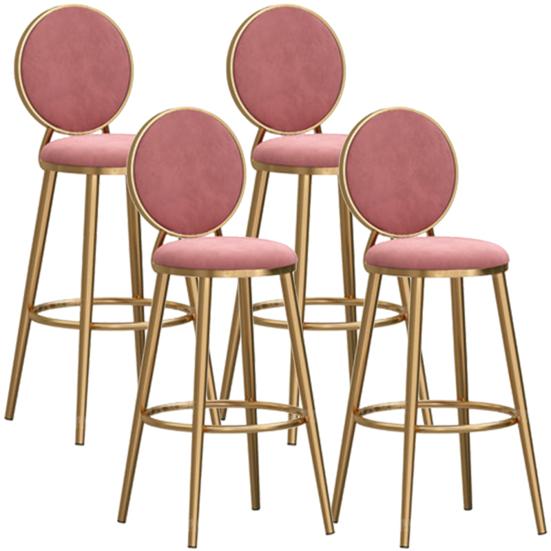 Glam Rückenlehne, armloser Thekenhocker, Café-Barhocker aus Eisen mit Samtkissen und Pedal