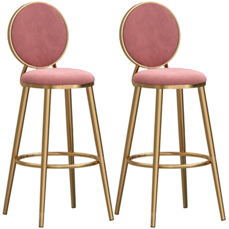 Glam Rückenlehne, armloser Thekenhocker, Café-Barhocker aus Eisen mit Samtkissen und Pedal
