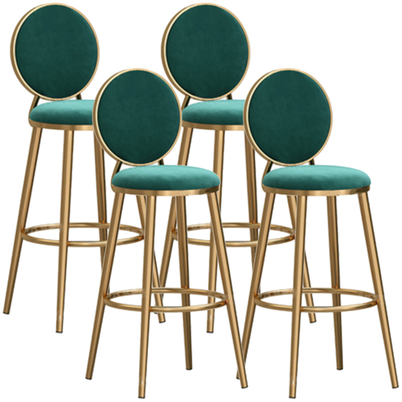Glam Rückenlehne, armloser Thekenhocker, Café-Barhocker aus Eisen mit Samtkissen und Pedal