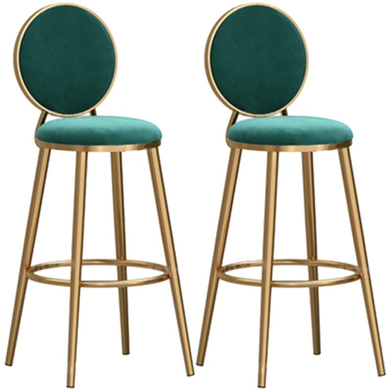 Glam Rückenlehne, armloser Thekenhocker, Café-Barhocker aus Eisen mit Samtkissen und Pedal