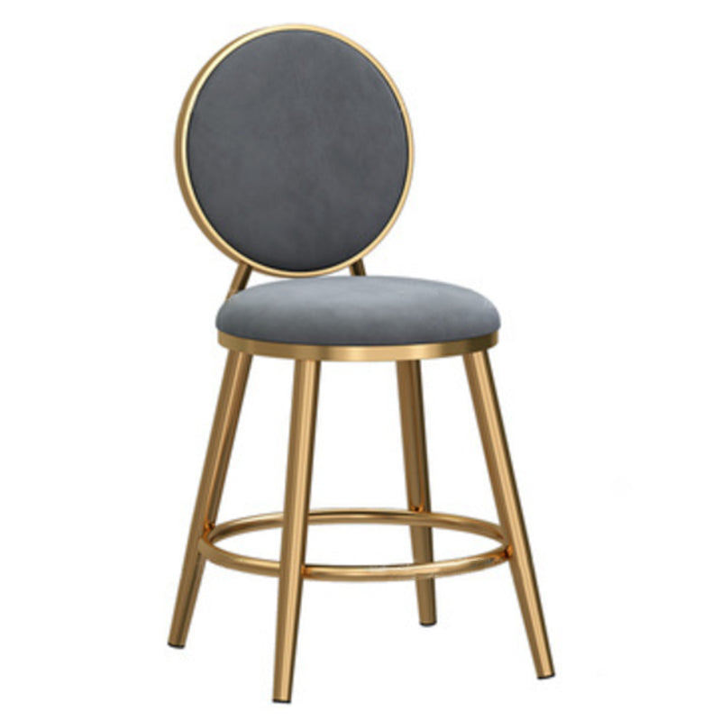 Glam Rückenlehne, armloser Thekenhocker, Café-Barhocker aus Eisen mit Samtkissen und Pedal