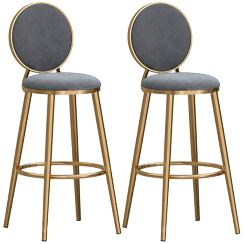 Glam Rückenlehne, armloser Thekenhocker, Café-Barhocker aus Eisen mit Samtkissen und Pedal