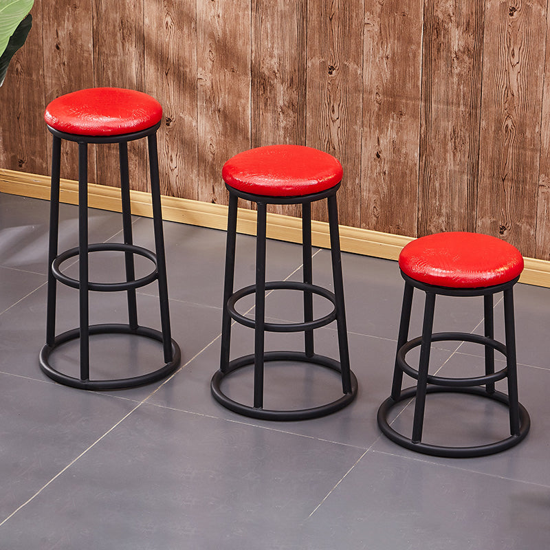 Industrial Armless Backless Counter Stool Steel Cashier Bar Stool with Pedal