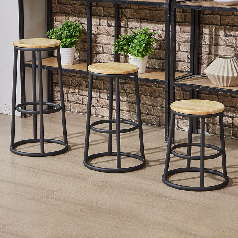 Industrial Armless Backless Counter Stool Steel Cashier Bar Stool with Pedal