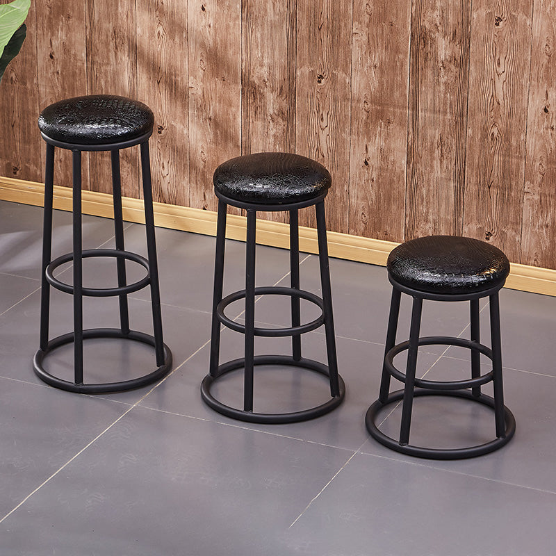 Industrial Armless Backless Counter Stool Steel Cashier Bar Stool with Pedal