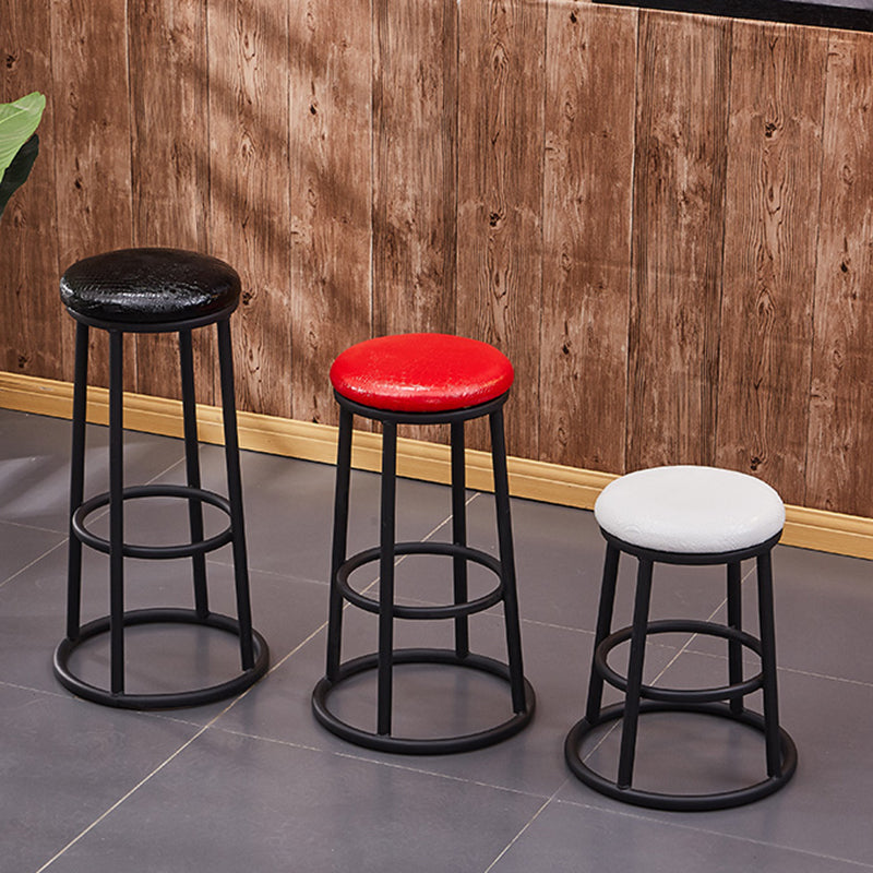 Industrial Armless Backless Counter Stool Steel Cashier Bar Stool with Pedal