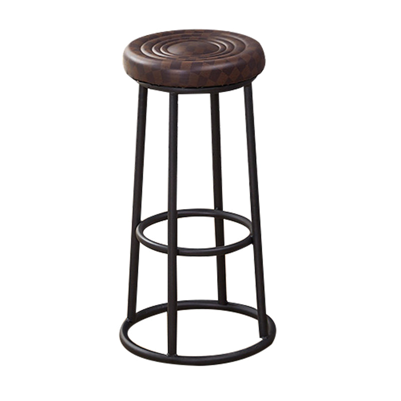 Industrial Armless Backless Counter Stool Steel Cashier Bar Stool with Pedal