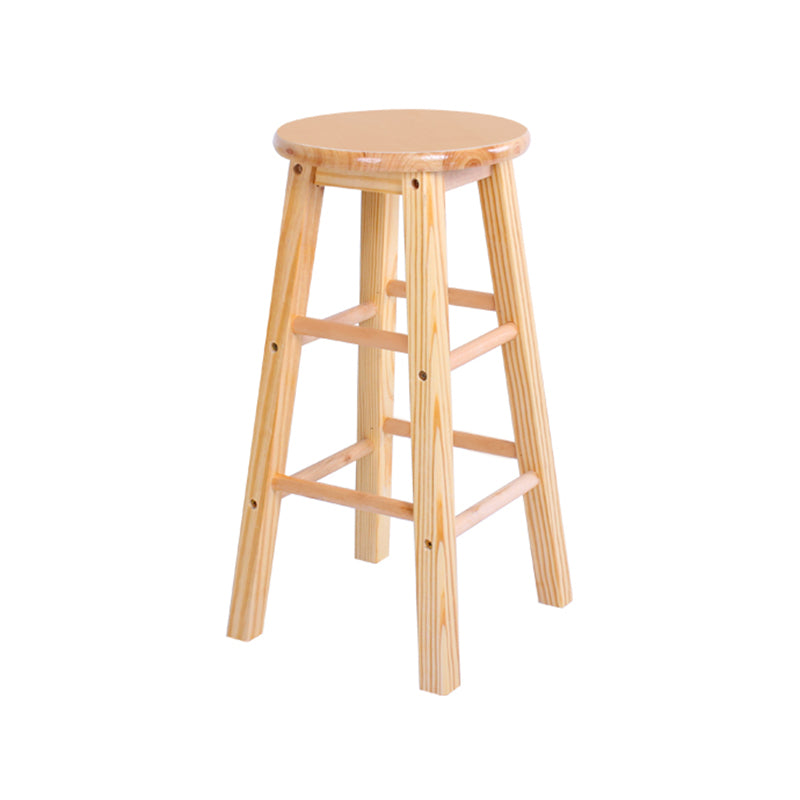 Taburete de bar de madera contemporáneo, taburete de bar interior con asiento y reposapiés de madera, 1 pieza