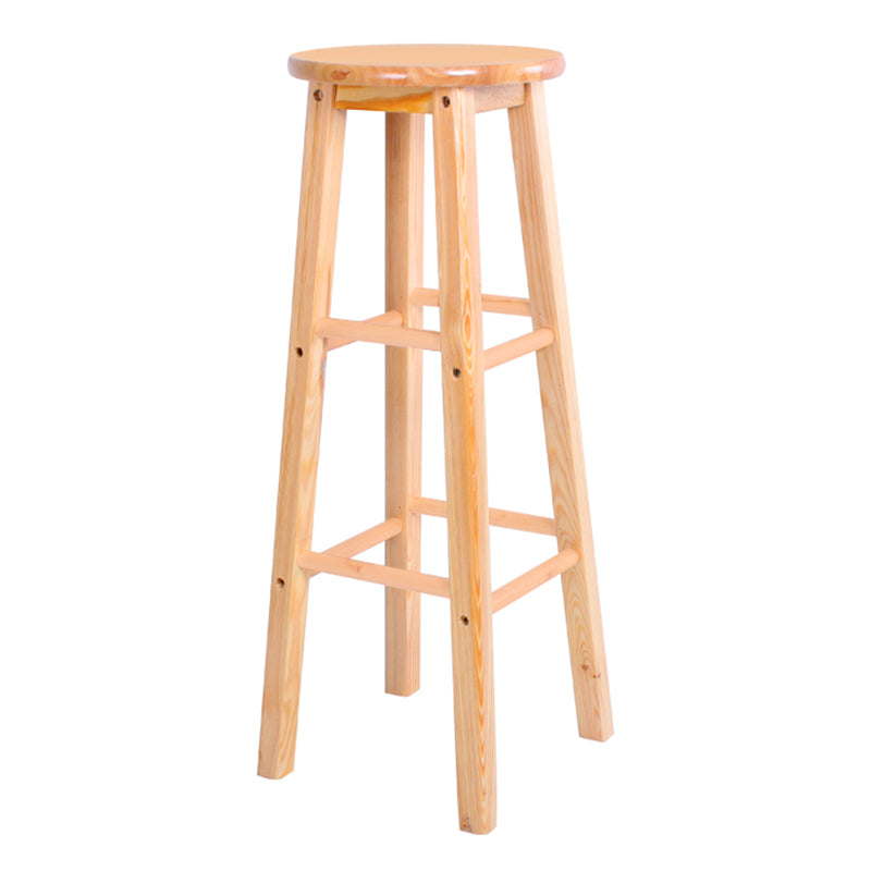 Taburete de bar de madera contemporáneo, taburete de bar interior con asiento y reposapiés de madera, 1 pieza