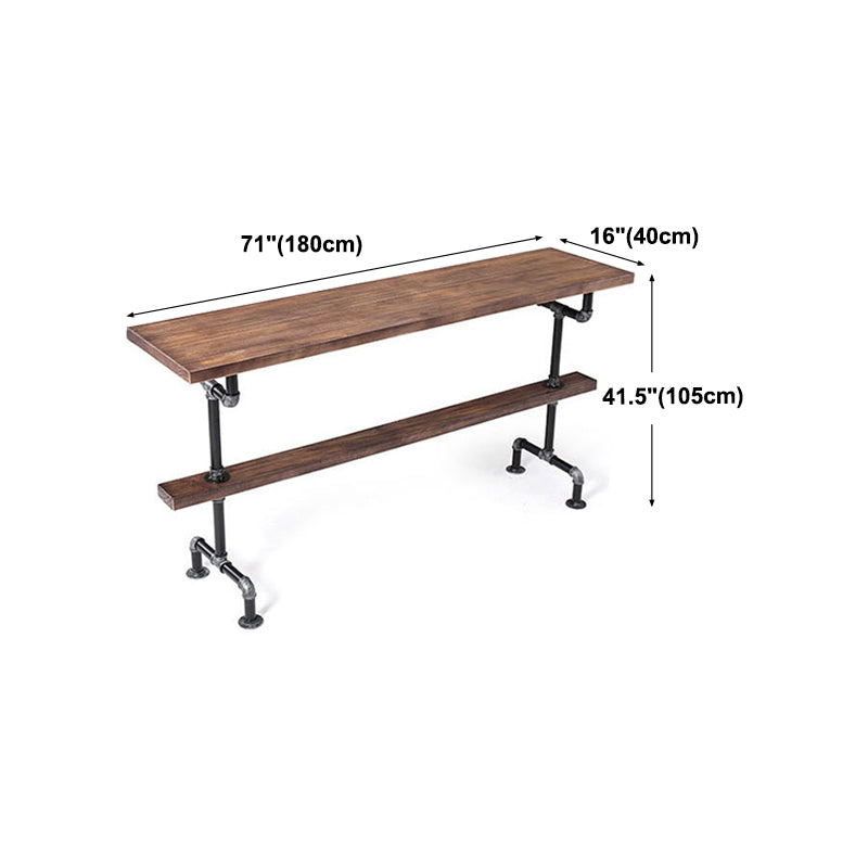 Industrial Style Wood Bar Height Table with Rectangle Table Top Trestle Table - 42" H