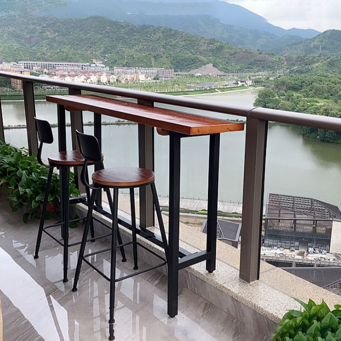 Modern Wood Bar Height Table with Rectangle Table Top Black Trestle Table - 42" H