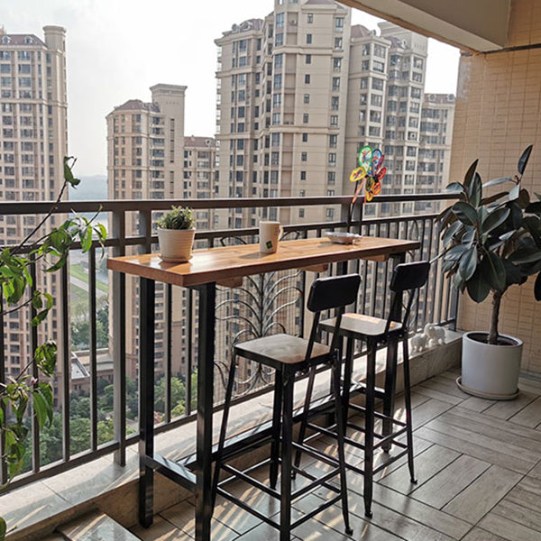 Modern Wood Bar Height Table with Rectangle Table Top Black Trestle Table - 42" H