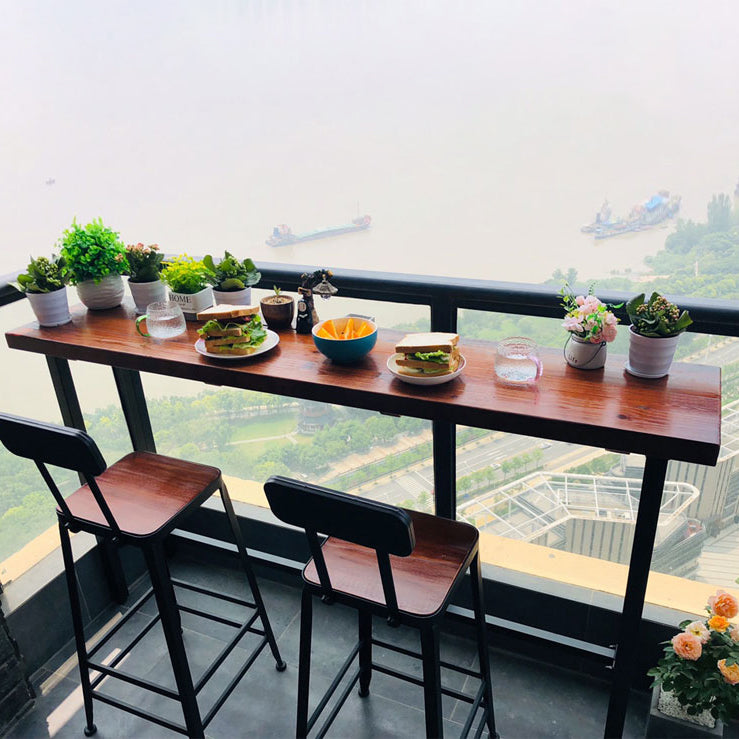 Modern Wood Bar Height Table with Rectangle Table Top Black Trestle Table - 42" H