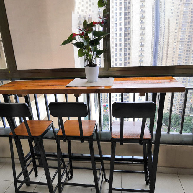 Modern Wood Bar Height Table with Rectangle Table Top Black Trestle Table - 42" H