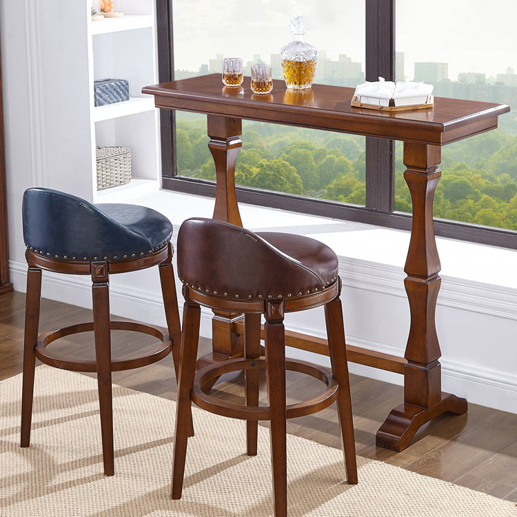 Modern Brown Wood Counter Table with Rectangle Table Top Trestle Table - 42" H