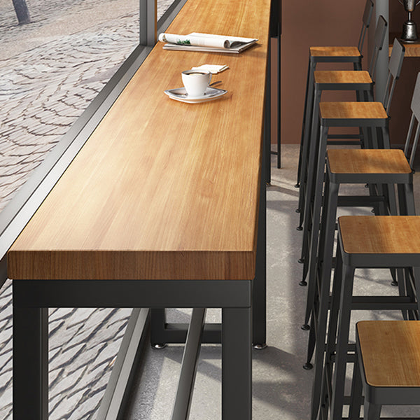 Brown Modern Style Rectangle in Solid Wood and Iron Table Coffee Shop Bar Table