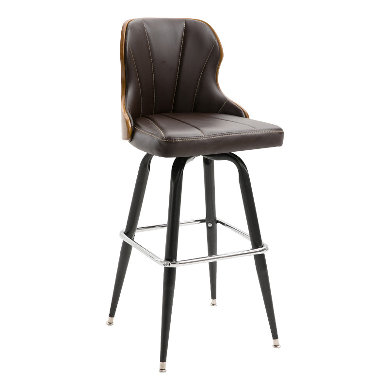 Modern Rotatable Backrest Counter Stool Iron Cafe Bar Stool with Leather Cushion and Pedal