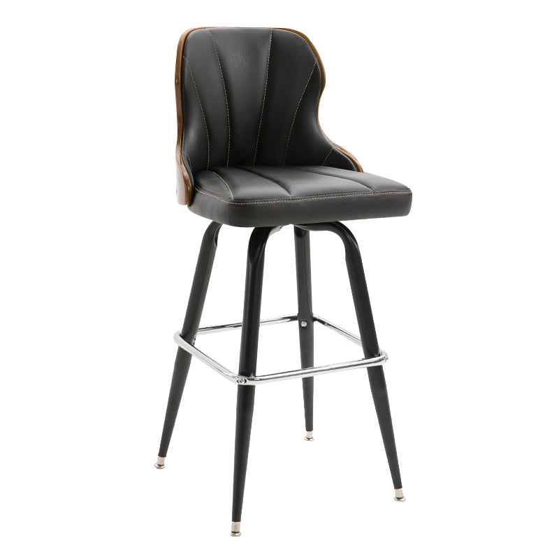 Modern Rotatable Backrest Counter Stool Iron Cafe Bar Stool with Leather Cushion and Pedal