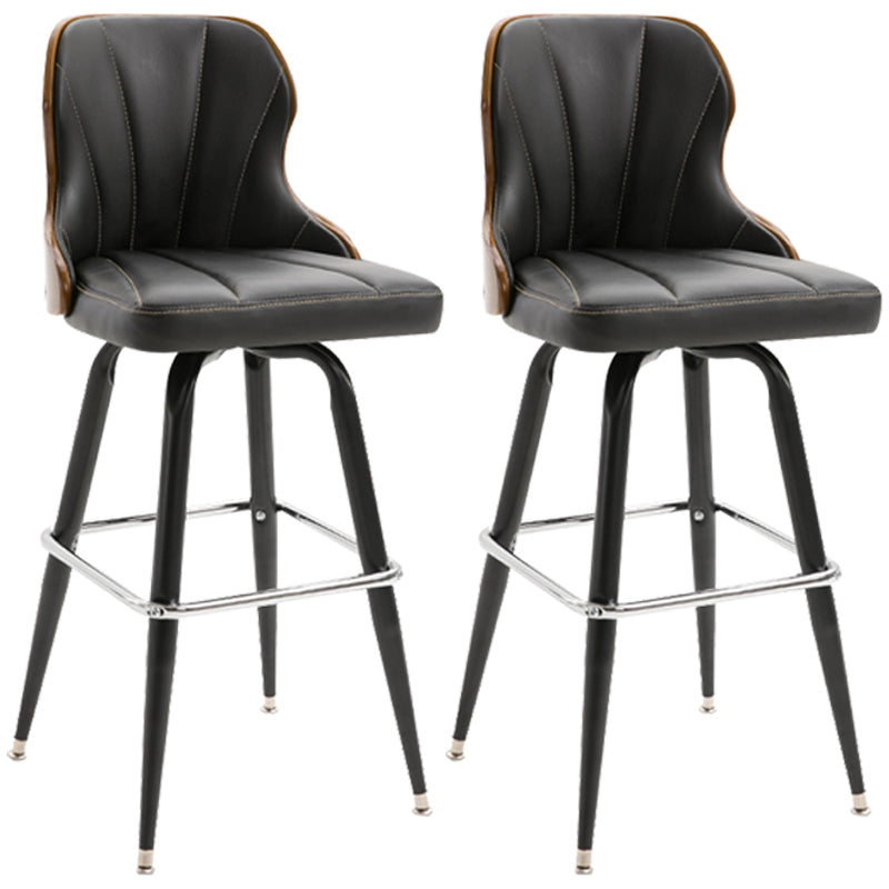 Modern Rotatable Backrest Counter Stool Iron Cafe Bar Stool with Leather Cushion and Pedal
