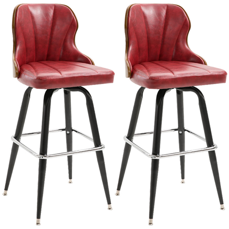 Modern Rotatable Backrest Counter Stool Iron Cafe Bar Stool with Leather Cushion and Pedal