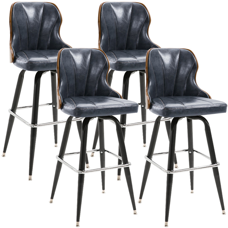 Modern Rotatable Backrest Counter Stool Iron Cafe Bar Stool with Leather Cushion and Pedal