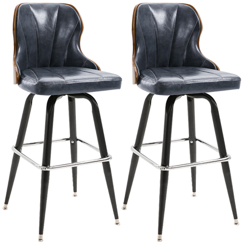 Modern Rotatable Backrest Counter Stool Iron Cafe Bar Stool with Leather Cushion and Pedal