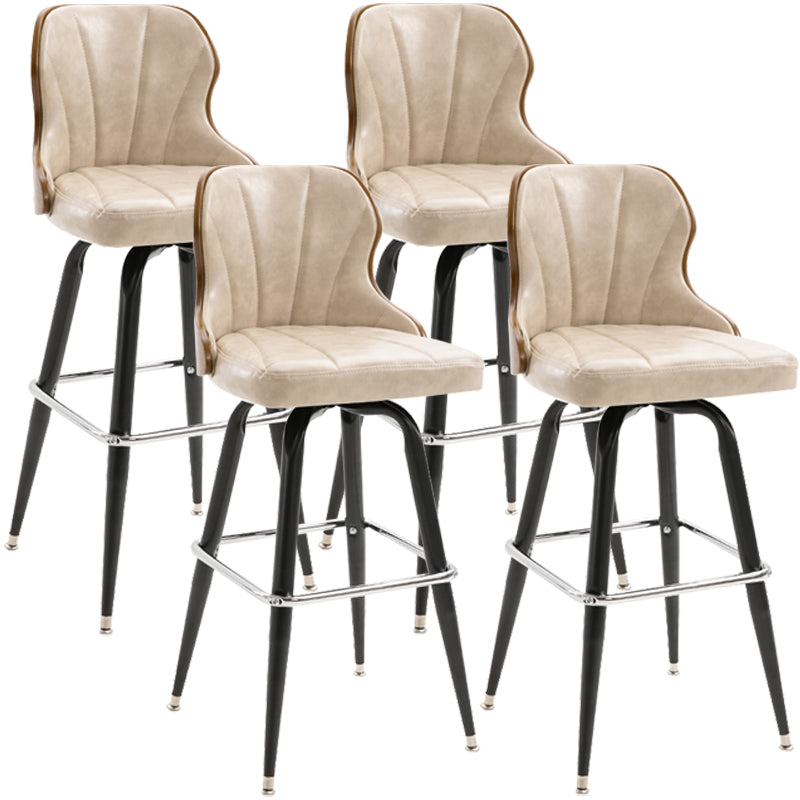 Modern Rotatable Backrest Counter Stool Iron Cafe Bar Stool with Leather Cushion and Pedal