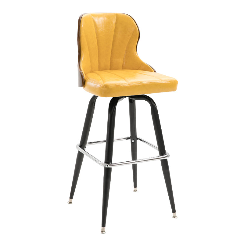 Modern Rotatable Backrest Counter Stool Iron Cafe Bar Stool with Leather Cushion and Pedal