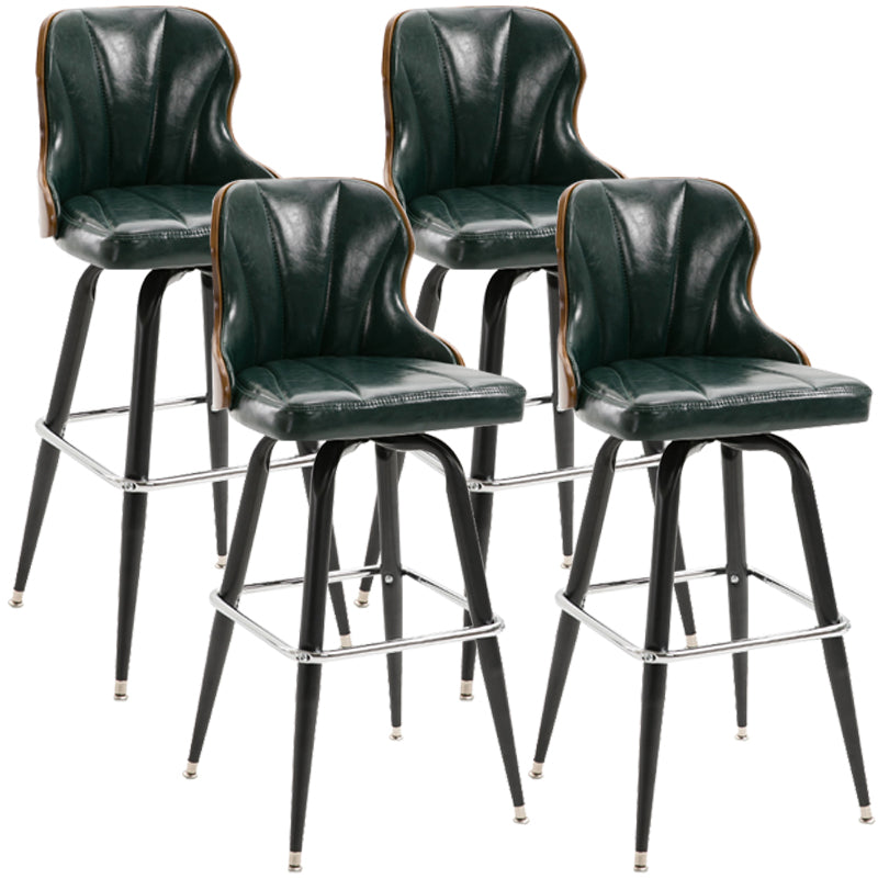 Modern Rotatable Backrest Counter Stool Iron Cafe Bar Stool with Leather Cushion and Pedal