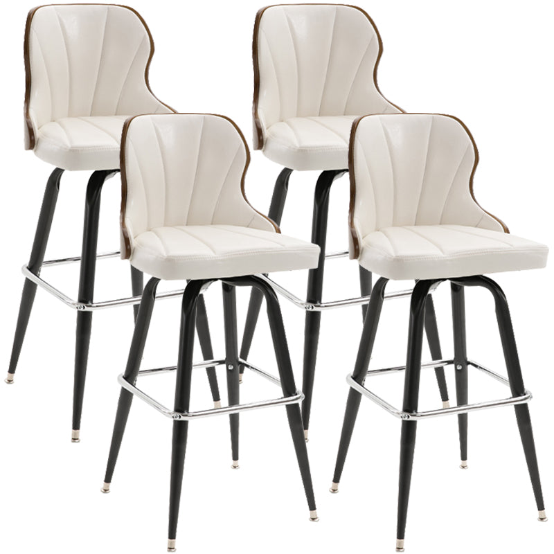 Modern Rotatable Backrest Counter Stool Iron Cafe Bar Stool with Leather Cushion and Pedal