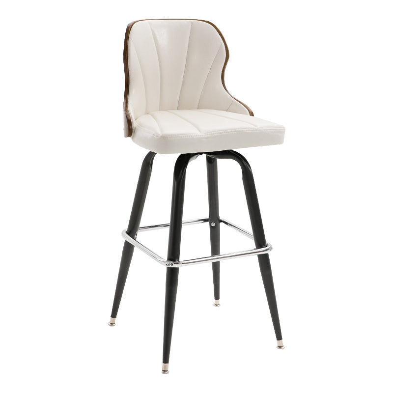 Modern Rotatable Backrest Counter Stool Iron Cafe Bar Stool with Leather Cushion and Pedal