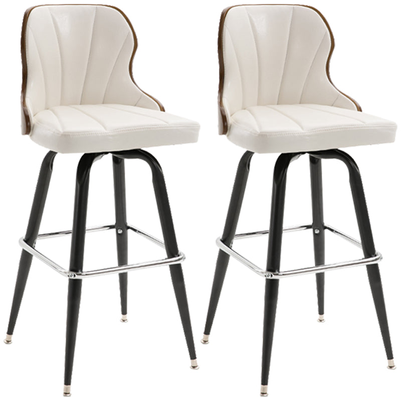 Modern Rotatable Backrest Counter Stool Iron Cafe Bar Stool with Leather Cushion and Pedal