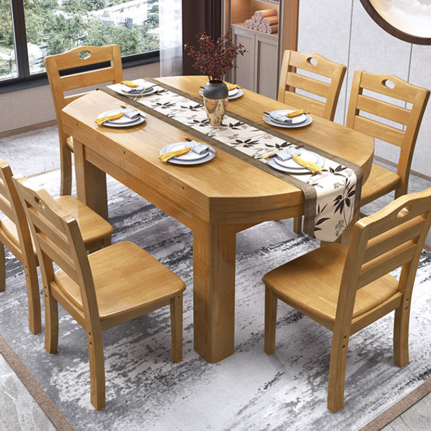 Modern Standard Dining Table Extendable Solid Wood Dining Table with 4 Legs