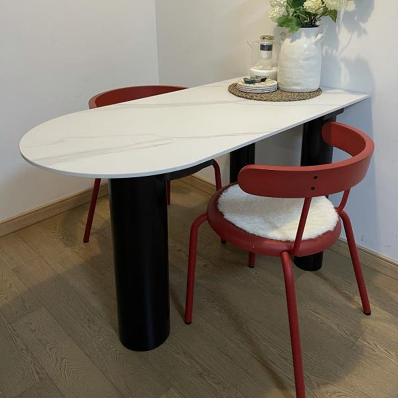 Mesa blanca de forma irregular para la mesa de la isla de piedra sinterizada del restaurante con 3 patas