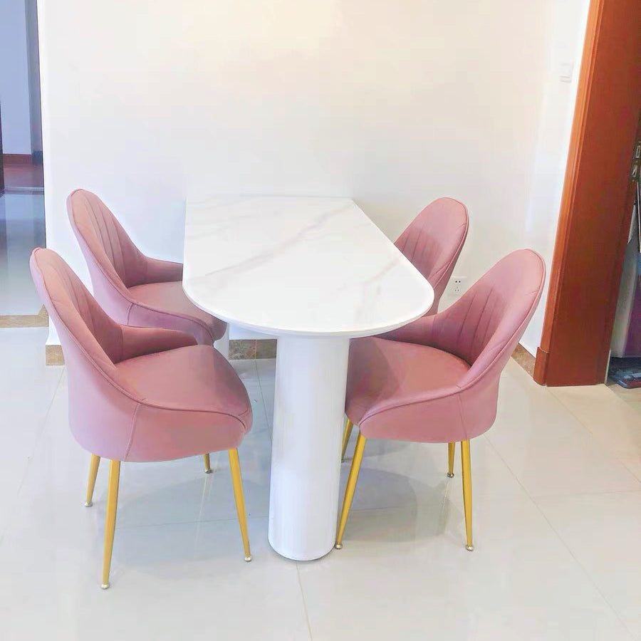 Mesa blanca de forma irregular para la mesa de la isla de piedra sinterizada del restaurante con 3 patas