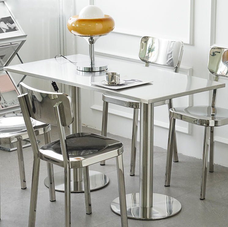 Industrial Style Dining Site Table Stainless Steel Dining Room Collection