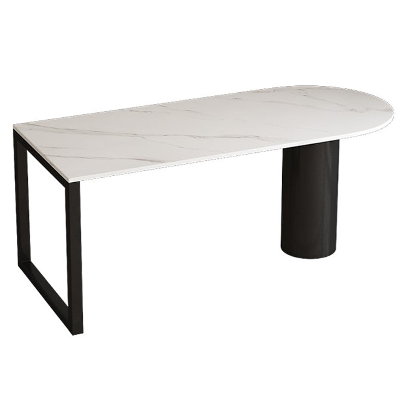 Modern Style Dining Table White Home Use Dining Table with Double Pedestal Base