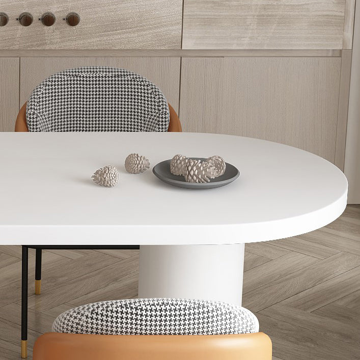 Modern Style Dining Table White Home Use Dining Table with Double Pedestal Base