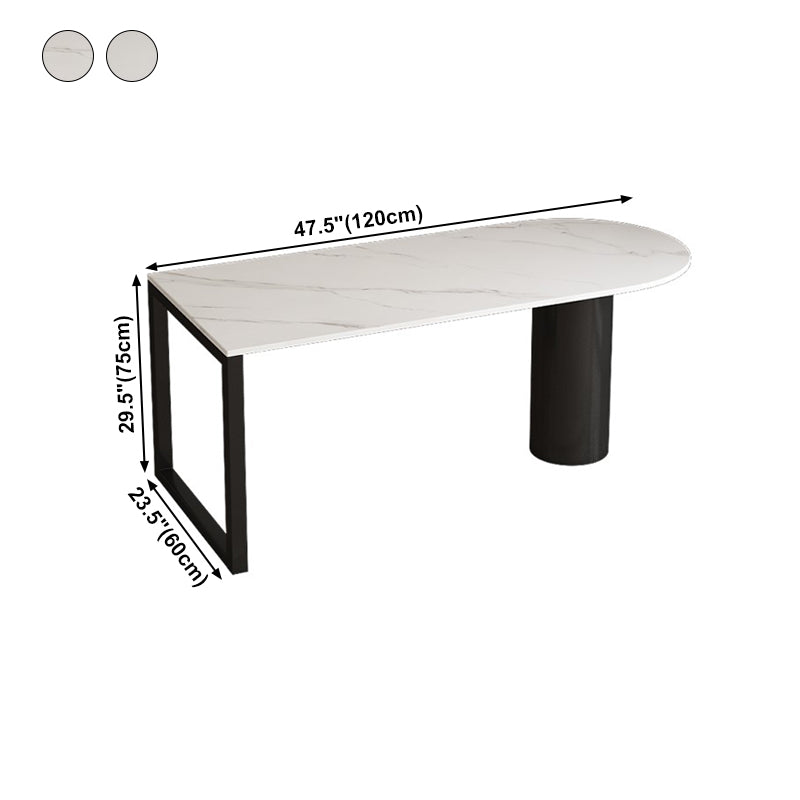 Modern Style Dining Table White Home Use Dining Table with Double Pedestal Base